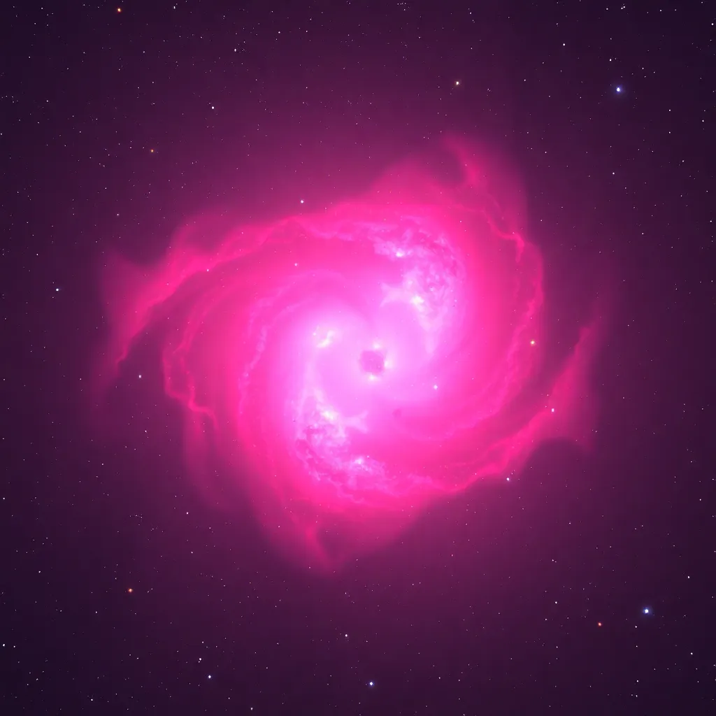 Image of a pink nebula in space