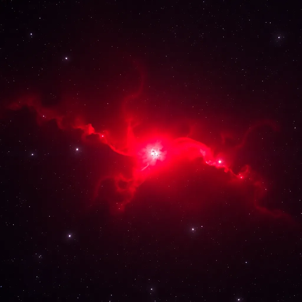 Image of a red nebula in space